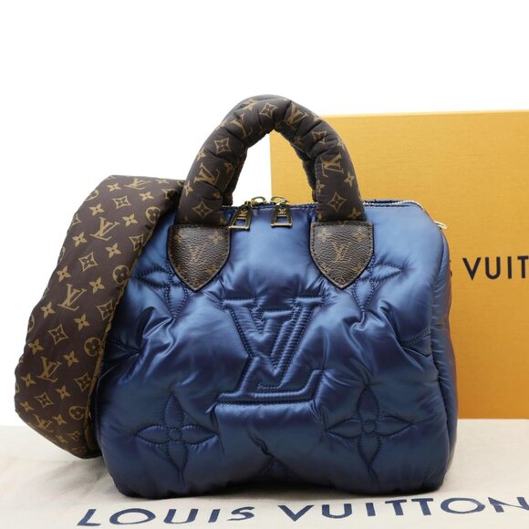 Louis Vuitton Speedy Pillow Bandouliere 25 Econyl Nylon Crossbody Bag Navy Blue - Picture 3 of 13